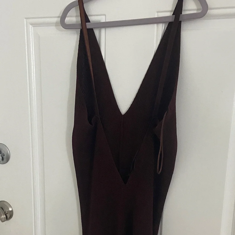 Elegant brown Maxi sleeveless sweater Dress - Picture 5 of 5